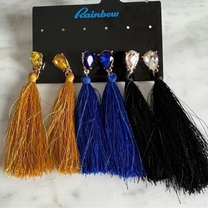 Rainbow Chandelier Fringe Earrings